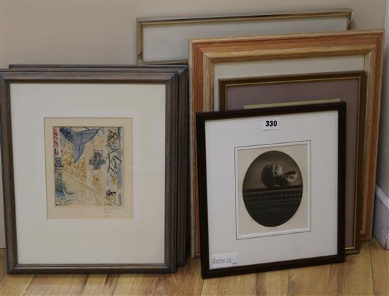 D. J. Gough, mezzotint, walnuts, signed, 10/25, 6.5 x 5.5in., together with a group of assorted pictures and prints